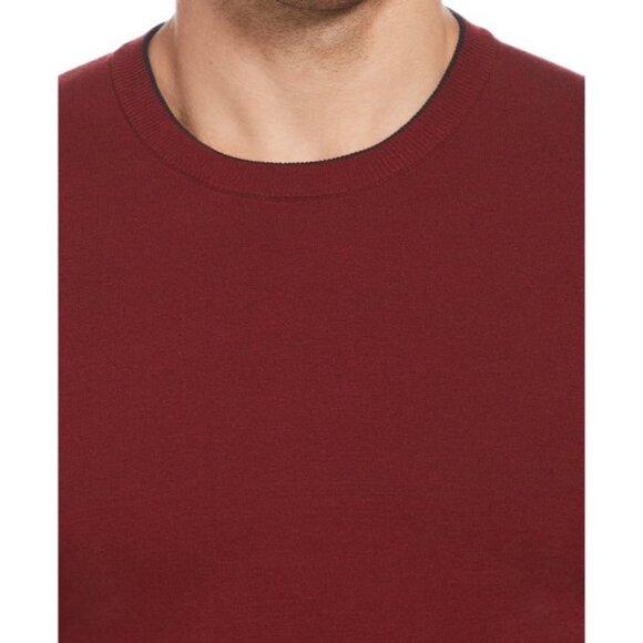 NWT PERRY ELLIS SOLID TECH KNIT SWEATER TEE COLOR CABERNET SIZE S - Picture 3 of 7